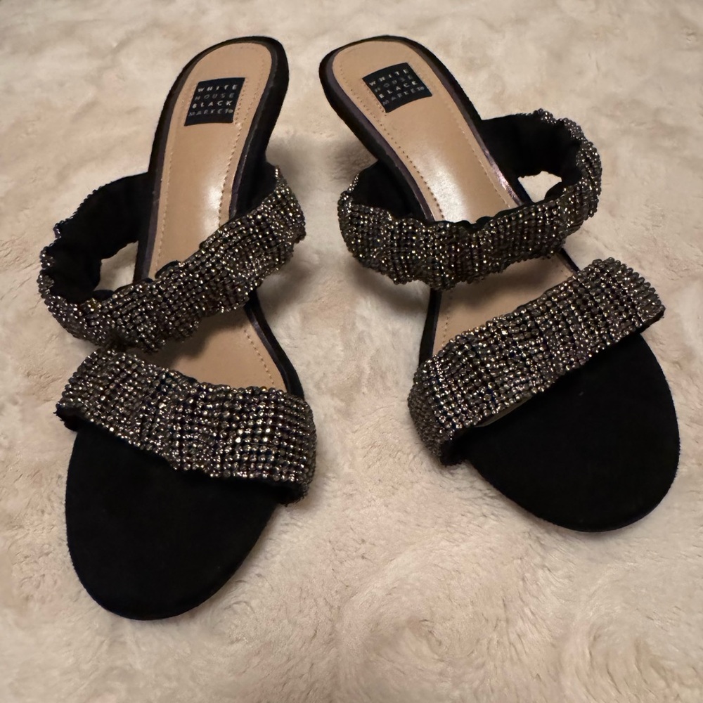White House Black Market Black Beaded Sandals